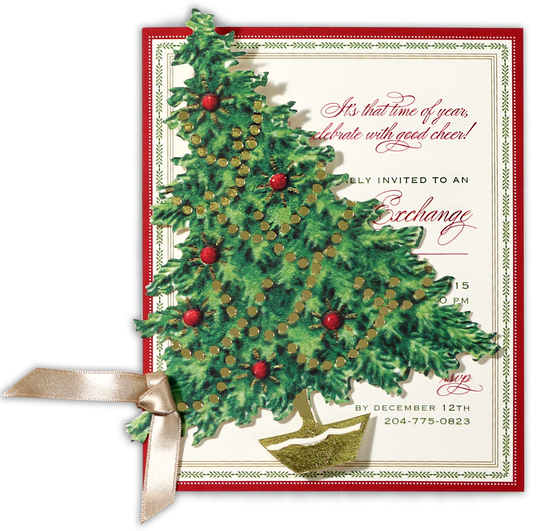 Christmas Tree with Garland Die-cut Invitations